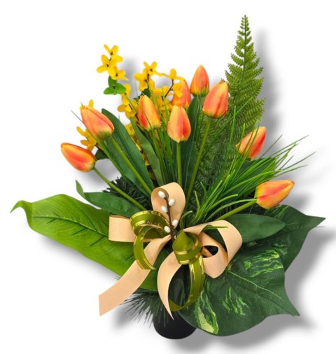 WIOSENNY BUKIET WKŁAD DO WAZONU FLAKONU NA GRÓB CMENTARZ STROIK TULIPANY