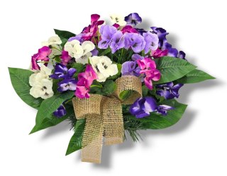 WIOSENNY STROIK NA CMENTARZ KWIATY NA GRÓB POMNIK Z OBCIĄŻENIEM BRATKI