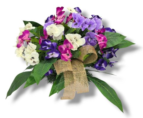 WIOSENNY STROIK NA CMENTARZ KWIATY NA GRÓB POMNIK Z OBCIĄŻENIEM BRATKI