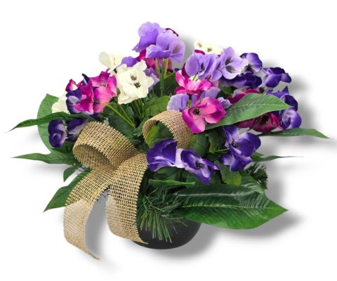 WIOSENNY STROIK NA CMENTARZ KWIATY NA GRÓB POMNIK Z OBCIĄŻENIEM BRATKI