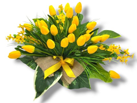 WIOSENNY STROIK NA CMENTARZ KWIATY NA GRÓB POMNIK Z OBCIĄŻENIEM TULIUPANY