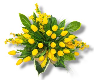 WIOSENNY STROIK NA CMENTARZ KWIATY NA GRÓB POMNIK Z OBCIĄŻENIEM TULIUPANY