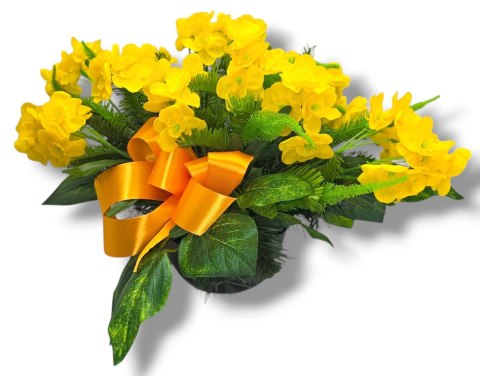 WIOSENNY STROIK NA CMENTARZ KWIATY NA GRÓB POMNIK Z OBCIĄŻENIEM ŻONKILE