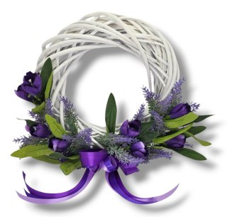 STYLOWY WIANEK DEKORACYJNY LAWENDA KROKUSY DO DOMU NA DRZWI STÓŁ 25cm