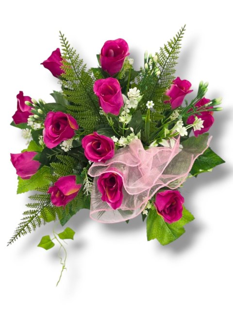 WIOSENNY STROIK NA CMENTARZ KWIATY NA GRÓB POMNIK MISA Z OBCIĄŻENIEM RÓŻE