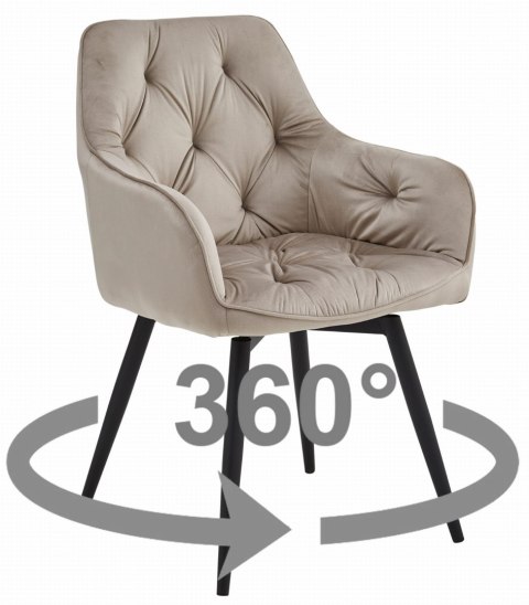 Krzesło JORK360 - ciemny beż aksamit / nogi czarne x 2
