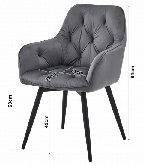 Krzesło JORK360 - ciemny beż aksamit / nogi czarne x 2