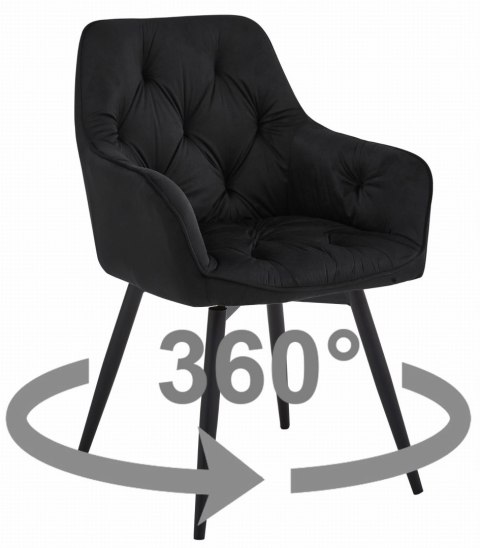 Krzesło JORK360 - czarny aksamit / nogi czarne x 2