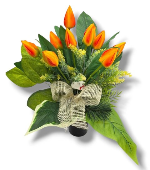 WIOSENNY BUKIET WKŁAD DO WAZONU KWIATY NA CMENTARZ GRÓB POMNIK TULIPANY