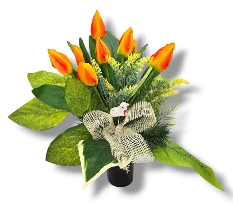 WIOSENNY BUKIET WKŁAD DO WAZONU KWIATY NA CMENTARZ GRÓB POMNIK TULIPANY