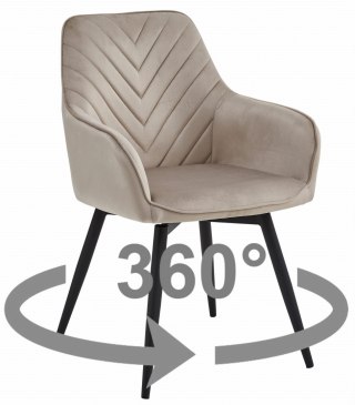 Krzesło NANA360 - ciemny beż aksamit / nogi czarne x 2