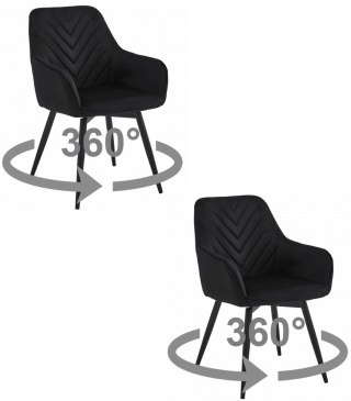 Krzesło NANA360 - czarny aksamit / nogi czarne x 2