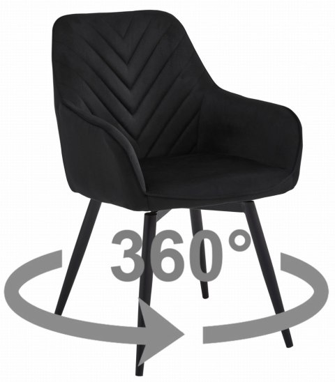 Krzesło NANA360 - czarny aksamit / nogi czarne x 2
