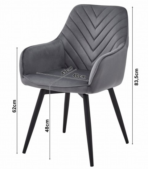 Krzesło NANA360 - czarny aksamit / nogi czarne x 2