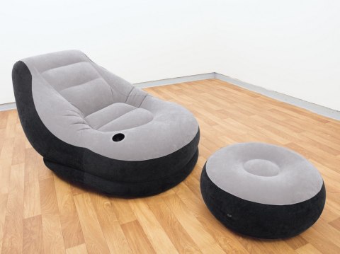 Fotel welurowy z podnóżkiem 130 x 99 x 76 cm INTEX 68564