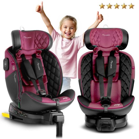 Fotelik samochodowy Nukido Prestige Line czarno-różowy 0-36 kg ISOFIX