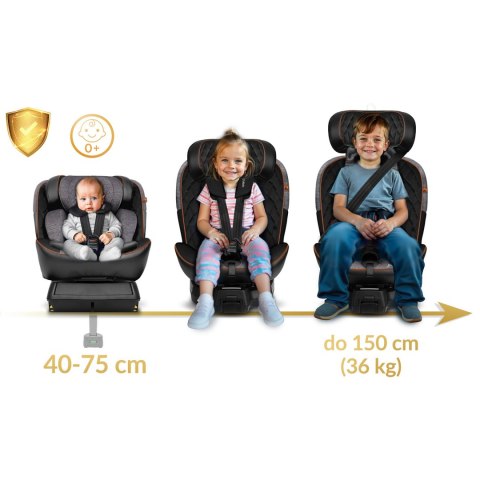 Fotelik samochodowy Nukido Prestige Line czarno-szary 0-36 kg ISOFIX