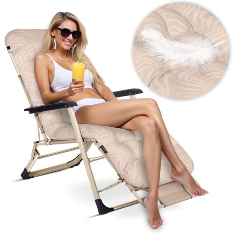 Leżak ogrodowy składany z poduszką Sofotel ChillWell beżowy