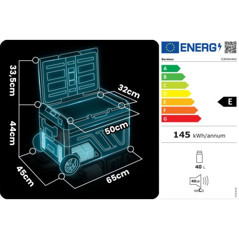 Lodówka kompresorowa turystyczna Icemax 402 Berdsen 40 litry - czarna