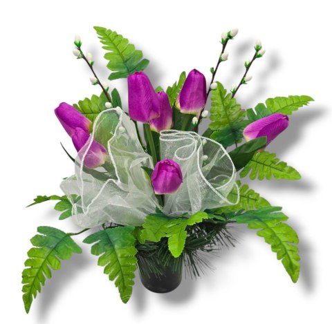 WIOSENNY BUKIET WKŁAD DO WAZONU KWIATY NA CMENTARZ GRÓB POMNIK TULIPANY