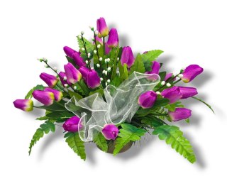 WIOSENNY STROIK NA CMENTARZ KWIATY NA GRÓB POMNIK MISA Z OBCIĄŻENIEM TULIPANY