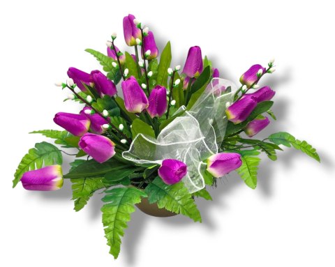 WIOSENNY STROIK NA CMENTARZ KWIATY NA GRÓB POMNIK MISA Z OBCIĄŻENIEM TULIPANY