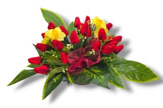 WIOSENNY STROIK NA CMENTARZ KWIATY NA GRÓB POMNIK MISA Z OBCIĄŻENIEM TULIPANY ŻONKILE