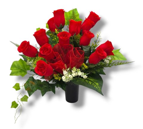 BUKIET RÓŻ WKŁAD DO WAZONU KWIATY NA CMENTARZ GRÓB POMNIK KOMPOZYCJA KWIATOWA