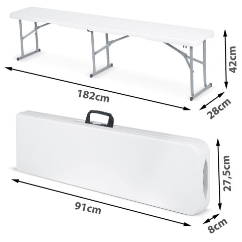 Ławka ogrodowa składana 180 cm Plonos biała