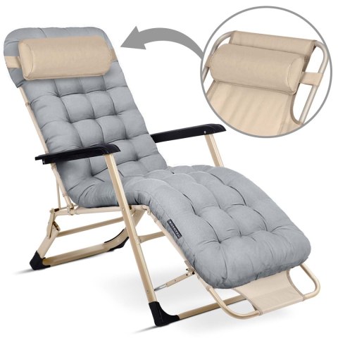 Leżak ogrodowy składany z poduszką Sofotel ChillWell jasno szary