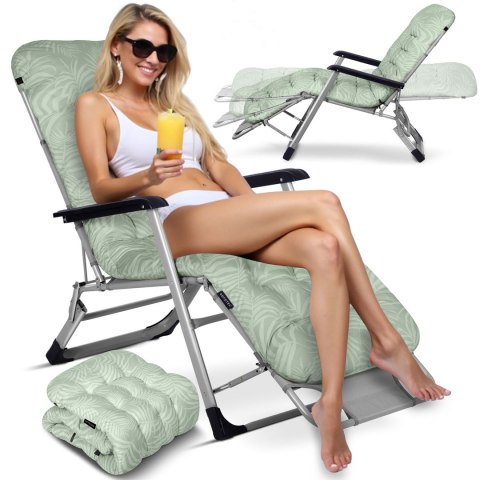 Leżak ogrodowy składany z poduszką Sofotel ChillWell jasno zielony