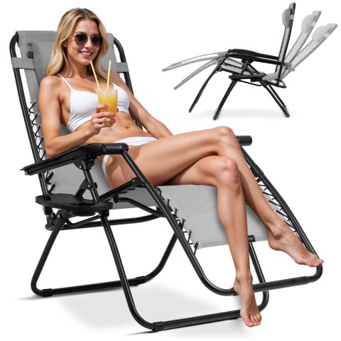 Leżak ogrodowy składany z poduszką Sofotel ChillWell szary