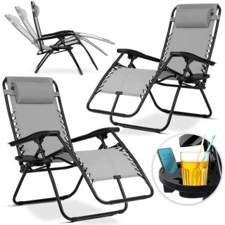 Leżak ogrodowy składany z poduszką Sofotel ChillWell zestaw 2 szt szary