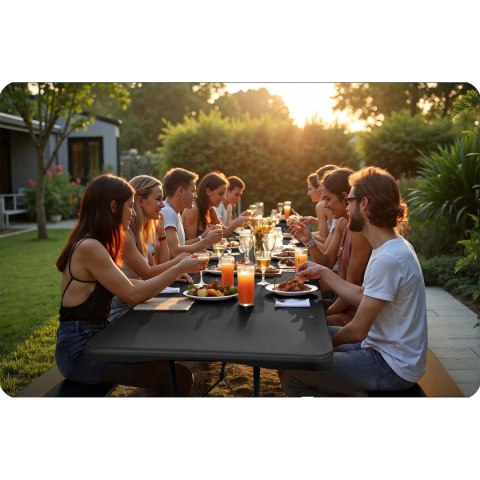 Zestaw ogrodowy składany ławka + 2 ławki 180 cm Plonos czarny