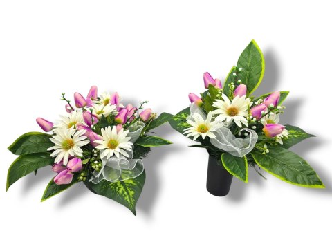 BUKIET WKŁAD DO WAZONU KWIATY NA CMENTARZ GRÓB POMNIK WZÓR WIOSENNY