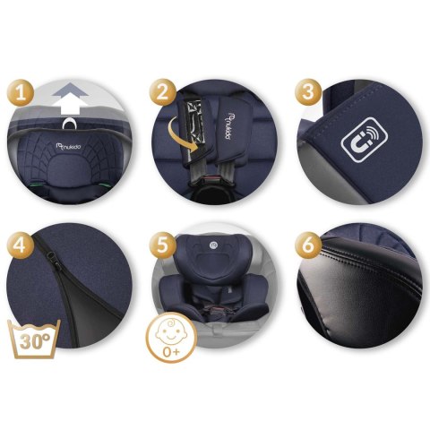 Fotelik samochodowy Nukido Aero Line czarno-granatowy 0-36 kg ISOFIX