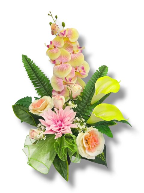 PREMIUM BUKIET ZE STORCZYKIEM WKŁAD DO WAZONU KWIATY NA CMENTARZ GRÓB POMNIK