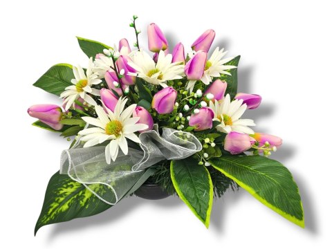 WIOSENNY STROIK KOMPOZYCJA KWIATOWA MISA Z OBCIĄŻENIEM TULIPANY