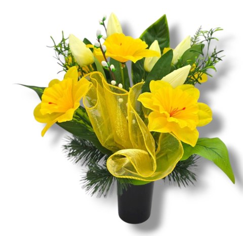 BUKIET WKŁAD DO WAZONU KWIATY NA CMENTARZ GRÓB POMNIK WZÓR WIOSENNY