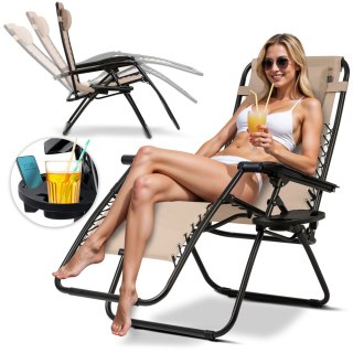 Leżak ogrodowy składany z poduszką Sofotel ChillWell beżowy