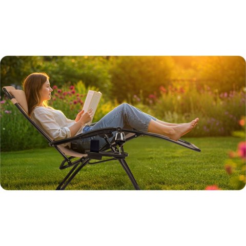 Leżak ogrodowy składany z poduszką Sofotel ChillWell zestaw 2 szt beżowy