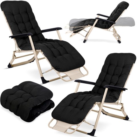 Leżak ogrodowy składany z poduszką Sofotel ChillWell zestaw 2 szt czarny