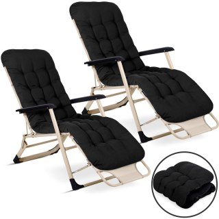 Leżak ogrodowy składany z poduszką Sofotel ChillWell zestaw 2 szt czarny