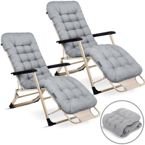 Leżak ogrodowy składany z poduszką Sofotel ChillWell zestaw 2 szt jasno szary