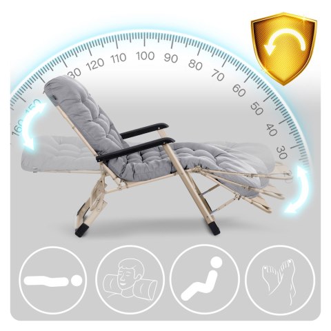 Leżak ogrodowy składany z poduszką Sofotel ChillWell zestaw 2 szt jasno szary