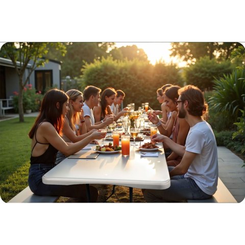 Zestaw ogrodowy składany ławka + 2 ławki 180 cm Plonos biały