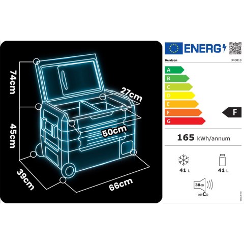 Lodówka kompresorowa turystyczna Icemax 400 Berdsen 40 litry - czarno-szara