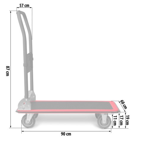 Wózek transportowy platformowy HM-506 czarno-czerwony