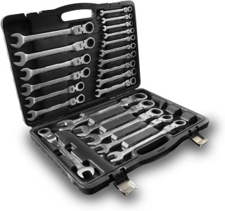 Klucze płasko-oczkowe z grzechotką 22 elementy