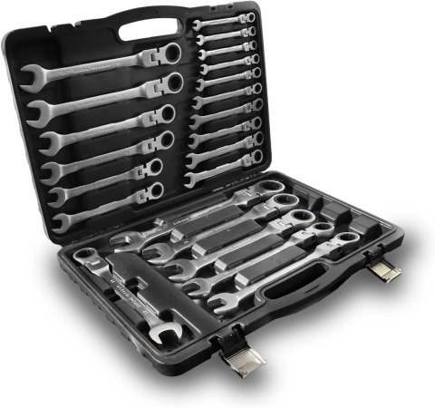 Klucze płasko-oczkowe z grzechotką 22 elementy